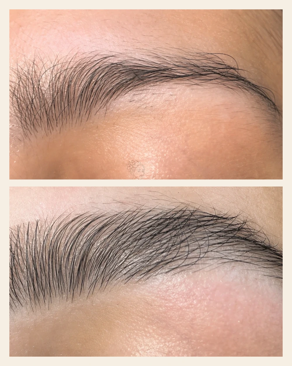 Avant après sourcils avec apparence plus lisible.